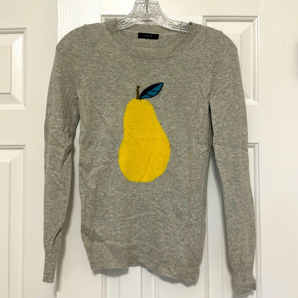 J. Crew intarsia pear sweater, XS